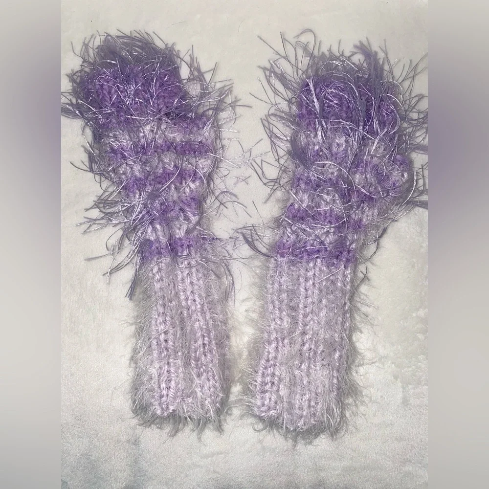 Hand crocheted hand warmers